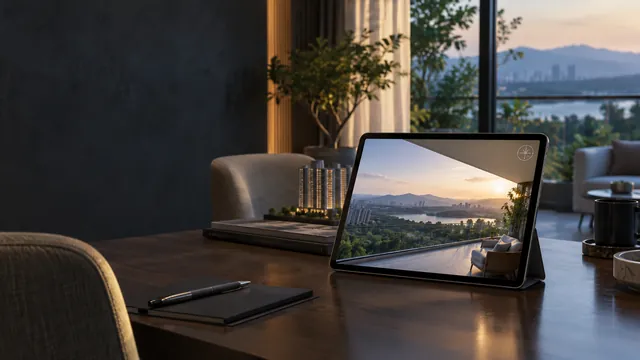 Illustrative tablet-based balcony panorama in a sales lounge
